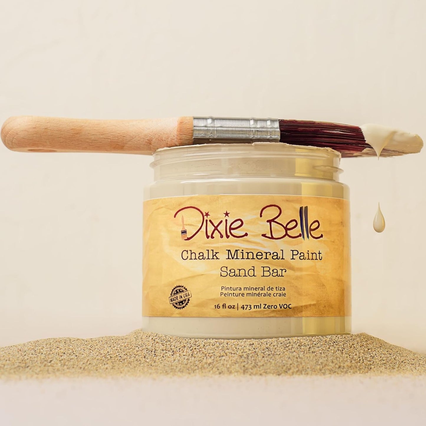 Dixie Belle Paint Company Chalk Finish Furniture Paint - Sand Bar (4oz) - Matte Neutral Tan Chic Chalk Mineral DIY Furniture Paint