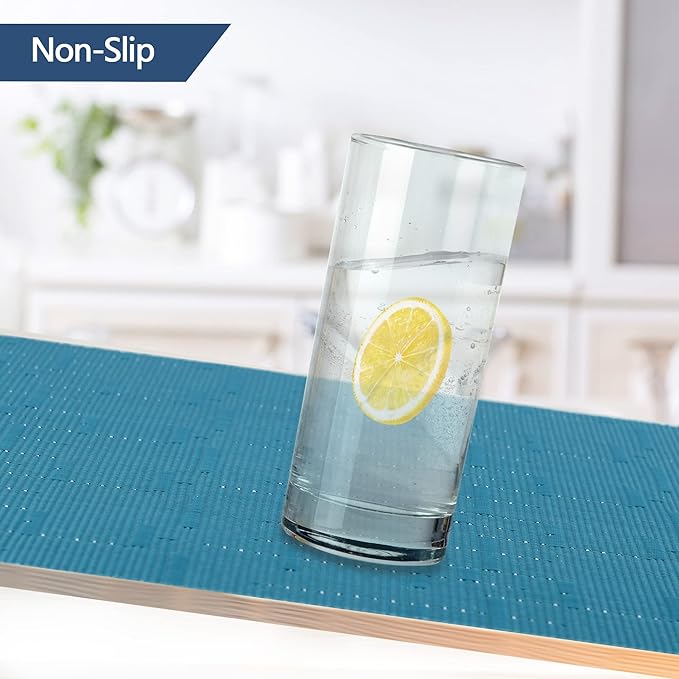 SLKQG Vinyl Placemats Set of 6 - Easy Clean Place Mats - Washable Heat Resistant Table Mats for Dining Table - 17x12 Inch (Sky Blue Turquoise, 6)