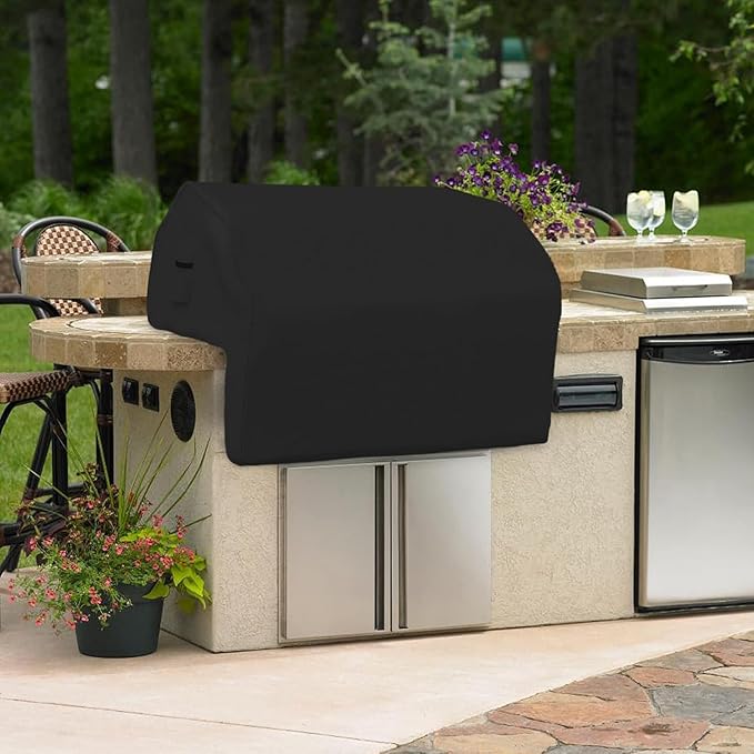 Covers & all Built-in Outdoor Grill Cover, Durable 12 Oz Waterproof Cover Max Material with Air Pocket & Elastic for Snug Fit (57" W x 27" D x 26" H Inches, Black)