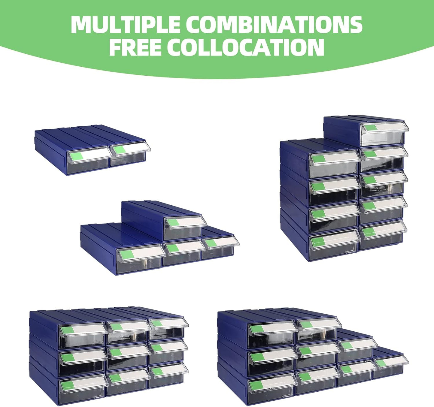 9pcs Sewing Craft Storage Box Hardware Craft Drawer Storage Cabinet Plastic Stacking Shelf With Divider Tag Cards Multifunctional Rack For Home Office Small Items (9, Blue)