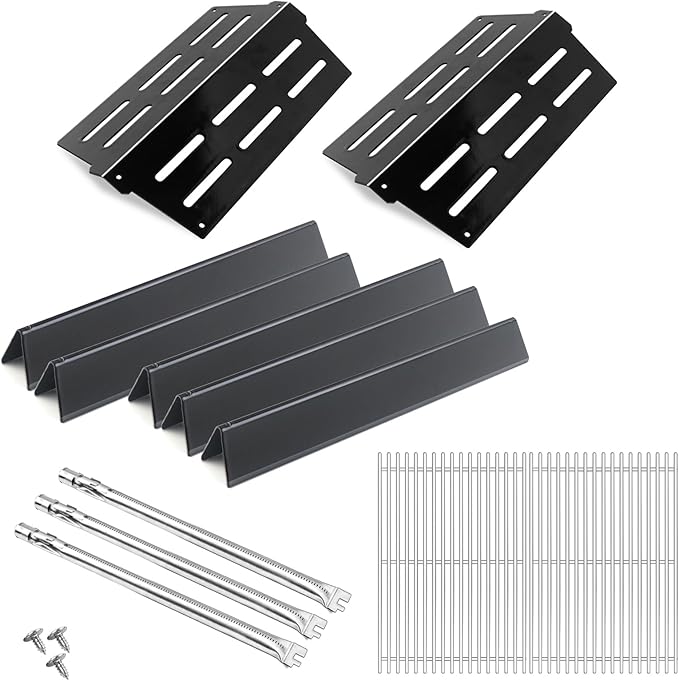 Flavorizer Bars,Heat Deflectors,Grill Burner and Grill Grid for Weber Genesis 300 Series Grills with Front Control Knob, Genesis S310 S320 S330 E310 E320 E330