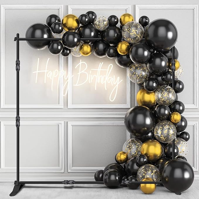 iElyiEsy Backdrop Banner Stand, 10x8FT Heavy Duty Adjustable Step and Repeat Stand with Carrying Bag for Parties Photo Booth Trade Show