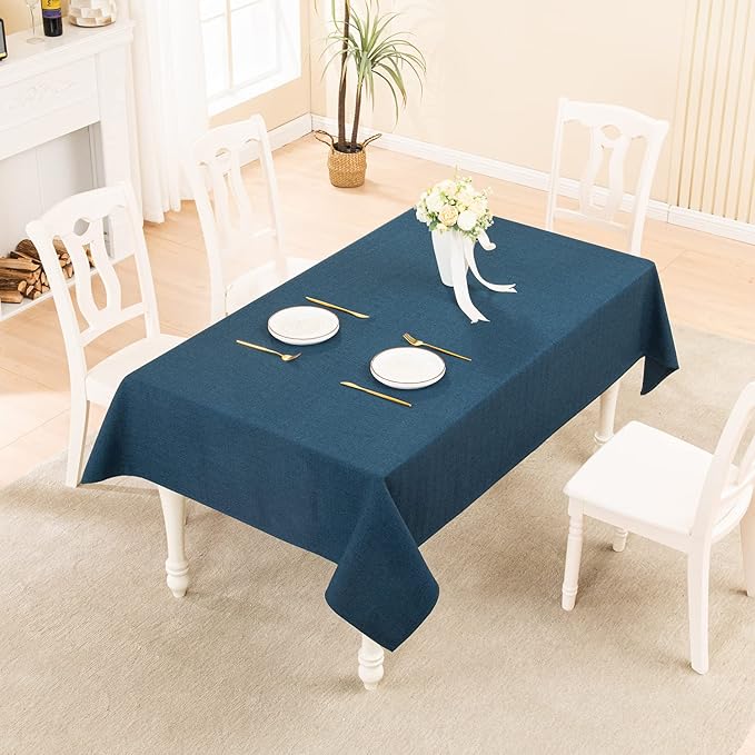 BALCONY & FALCON Square Tablecloth Washable Wrinkle Resistant and Water Proof Small Table Cloth Decorative Linen Fabric Tablecloth for Dining Parties Kitchen Wedding and Outdoor Use (Navy Blue, 47x47)