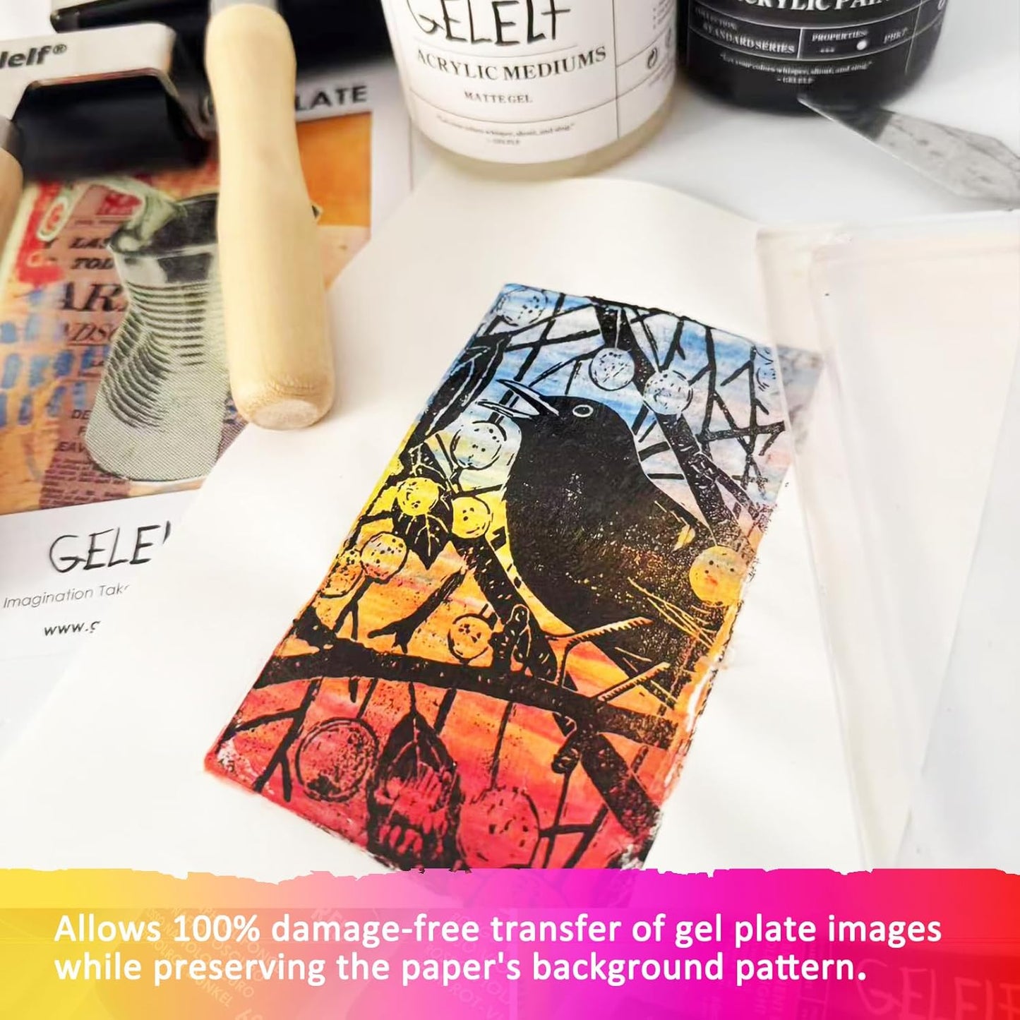 Acrylic Matt Medium, Transparent Acrylic Paint, Professional Matte Gel Medium for Gel Plate Printing Art, 280mL, 9.5-oz