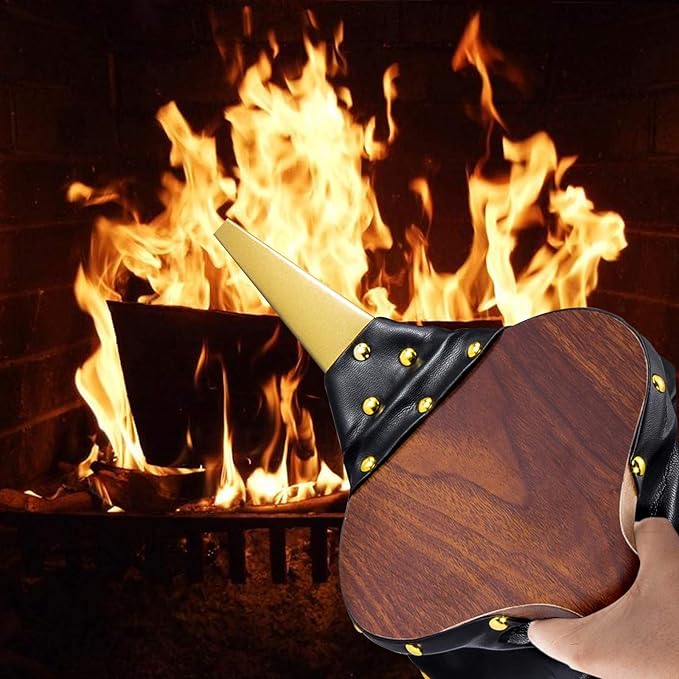 goldblue 17" x 7.5" Fireplace Wood Bellows Fireplace Bellows Outdoors Barbeque Grill Chimney Hand Bellow Wood Bellows