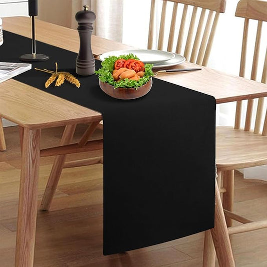 Waterproof Wipeable Table Runner, Thick Farmhouse Table Runner, Dresser Runner, Rustic Table Runner for Kitchen Dining Room, Bedroom, Living Room, Indoor and Outdoor (36'', Black)