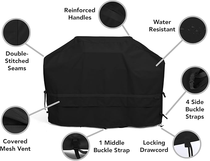 Covermates Grill Cover - Weather Resistant Outdoor Cover, Heavy Duty BBQ Covers for Large Outdoor Kitchen, Prestige 900D Polyester, 66 Inch, Black