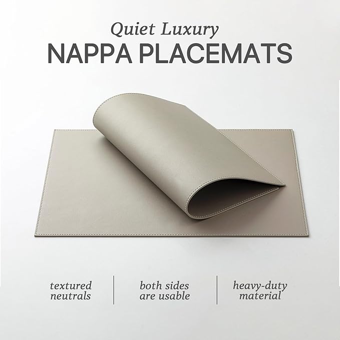 Faux Leather Placemats Set of 8 Vinyl Washable Wipeable Table Mats for Kitchen Dining Table Heat Resistant Waterproof Indoor/Outdoor Placemats Non-Slip Easy Clean Place Mats-Almond Birch