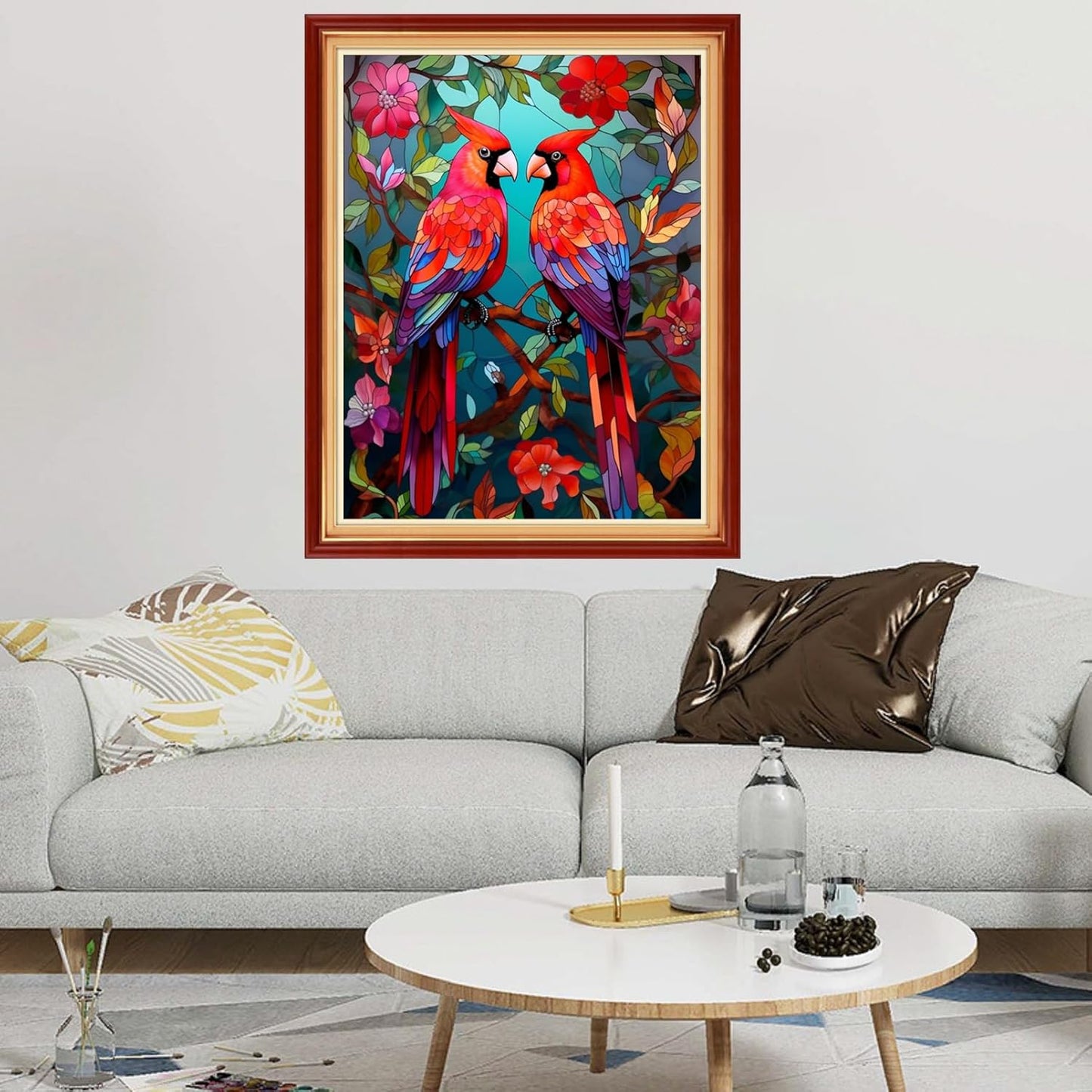 Dimxvean Stamped Cross Stitch Kits,Cross Stitch Kits for Adults Beginners,Embroidery Kits Full Range of Cross Stitch Stamped Kits Needlepoint Kits Cross Stitch Patterns-Flower Parrot 16x20 inch