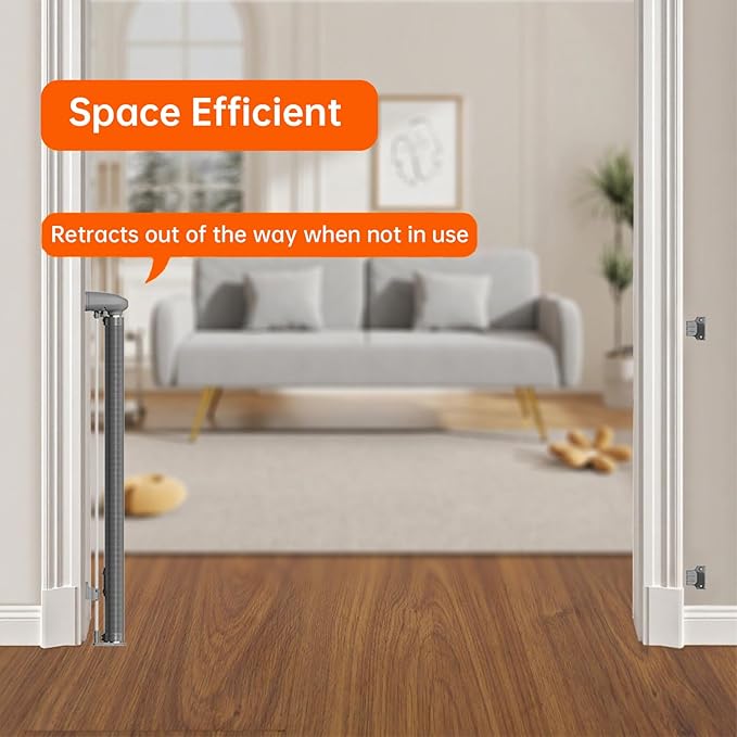 Scalable Safety Door, pet/Dog/cat Temporary Door, Baby Safety gate, mesh Soft Material, Expands to 71" Wide, Suitable for Stairs/doorways/corridors/terraces(Grey,33.5"x71")