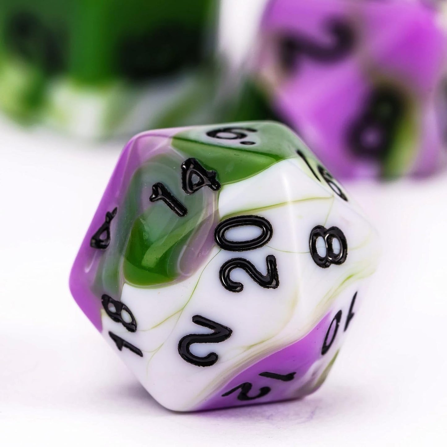 7-Die DND Dice Set Polyhedral Dice Set with a Leather Dice Bag, D&D Dice Set for Dungeons and Dragons, RPG Table Games (Tricolor GPW)