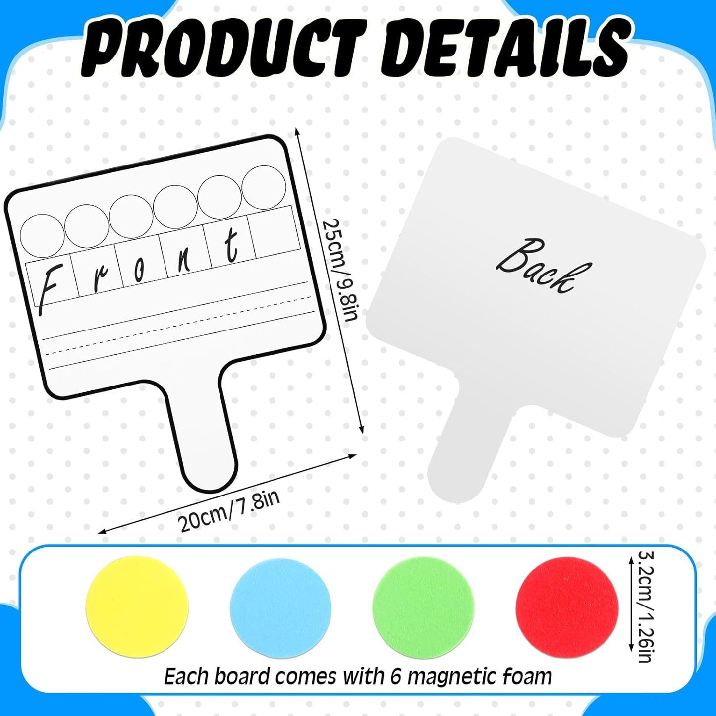 Seajan 9 Pcs Magnetic Paddle Set Education Dry Erase Double Side Handheld Answer Board with Magnetic Counters Discs Phonemic Awareness Phonics Games Toy for Students Kids Teaching Supply (Black)