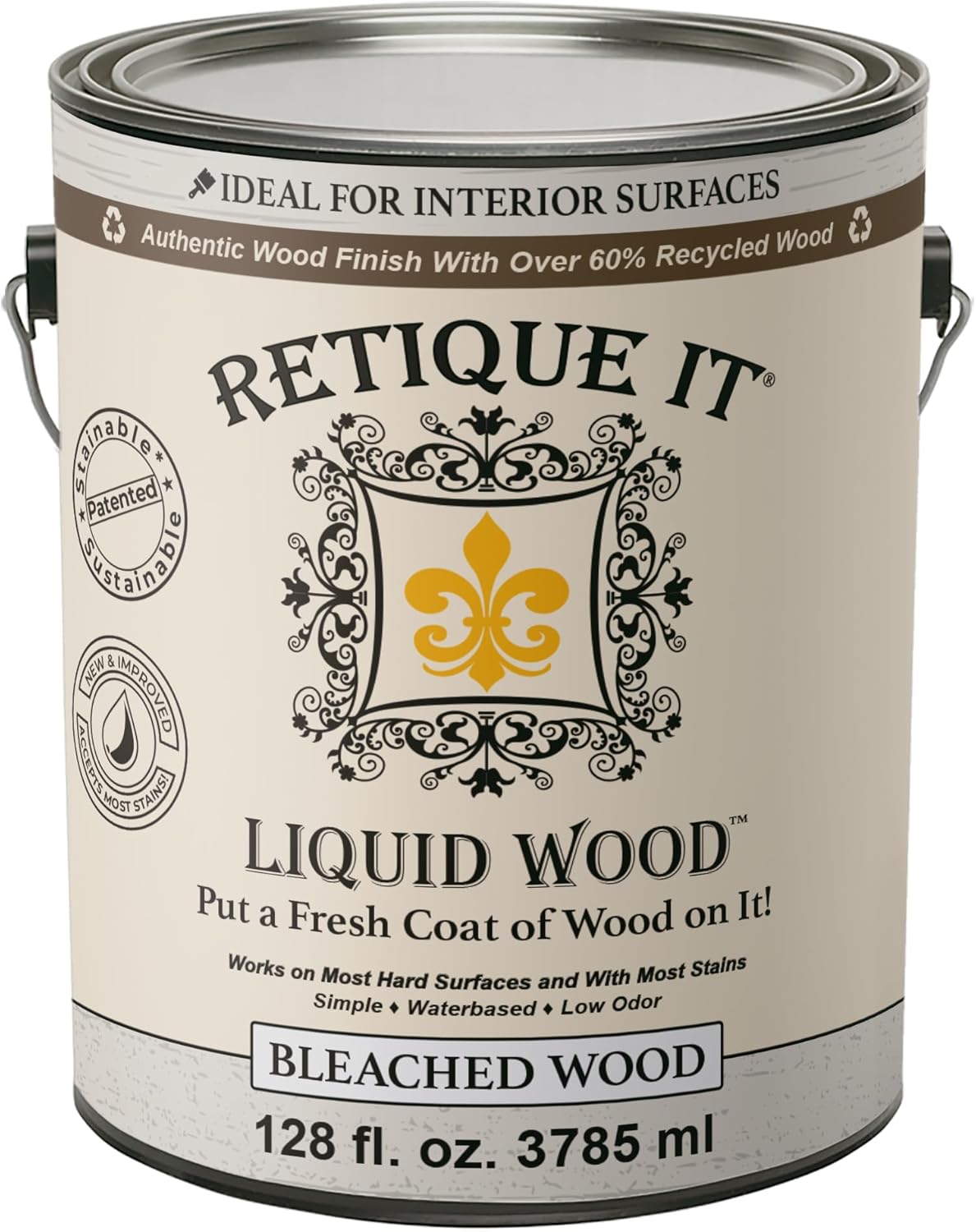 Retique It New and Improved Formula Liquid Wood Coatings - Stainable Primer - Paint It Then Stain it (Bleached Wood, X-Large)