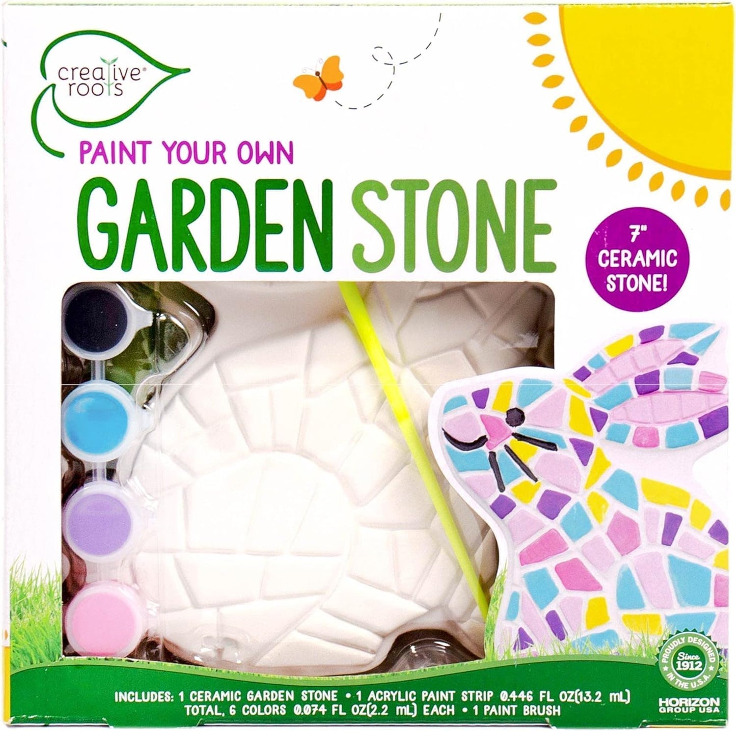 Creative Roots Paint Your Own Bunny Garden Stone, Craft Kits, Stepping Stones Kit for Kids, Ceramics to Paint, Ages 6+