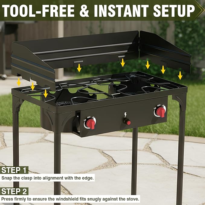 Bestfire Universal 54.3in Windpanel for 2 Burner Camping Stoves, Compatible with Most Outdoor Propane Stove Models, Portable Windshield for BBQ & Backyard Cooking, Easy to Install