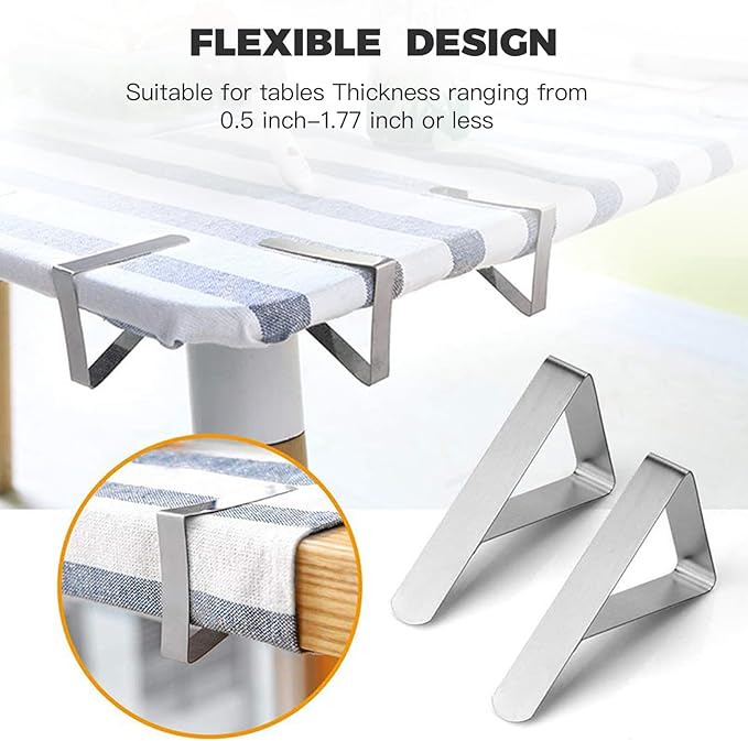 Tablecloth Clips, 60 Pack Table Cloth Holder Clips, Stainless Steel Tablecloth Clips for Outdoor Tables Restaurant Picnics Marquees Weddings Graduation Party (80pcs)