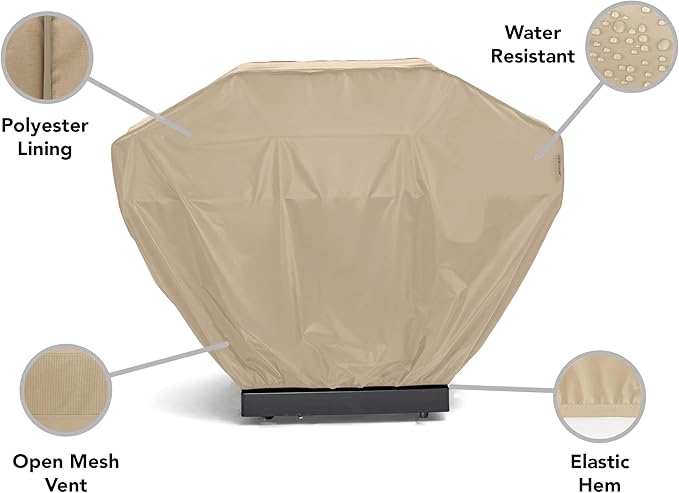 Covermates Grill Cover - Weather Resistant Outdoor Cover, Heavy Duty BBQ Covers for Large Outdoor Kitchen, Classic 12-Guage Vinyl, 66 Inch, Classic Tan