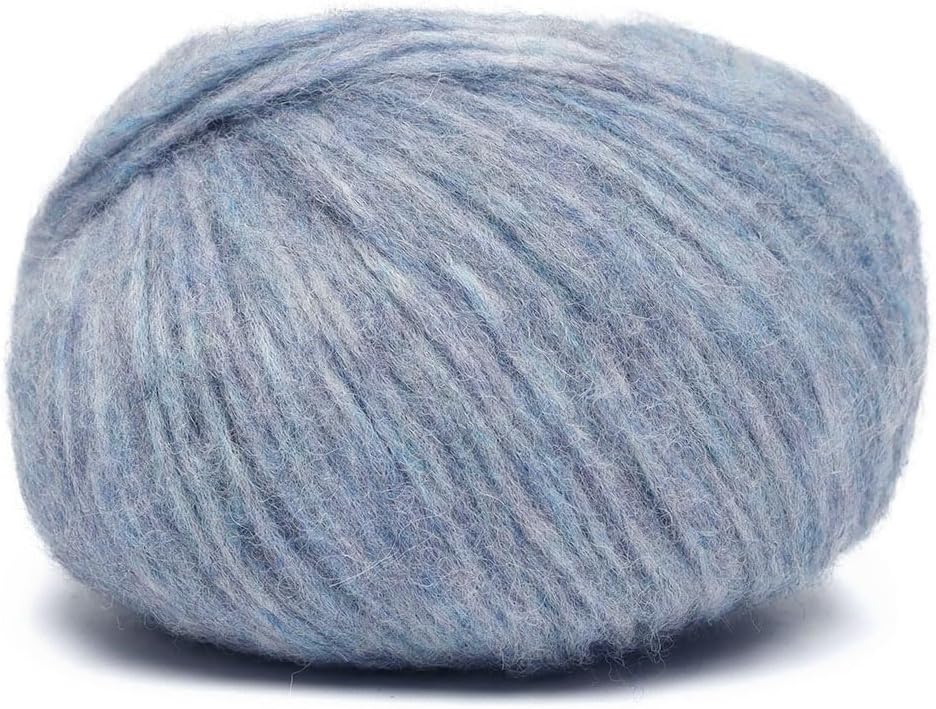 Pullu - Baby Alpaca Merino Wool Yarn Set of 3 Skeins (150 Grams) Worsted Weight - Sourced Directly from Peru - Heavenly Soft and Perfect for Knitting and Crocheting (Heather Sky Blue)
