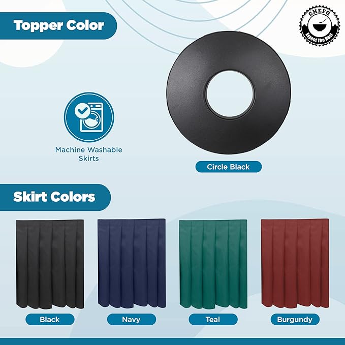 Black Trash Can Topper Cover With Solid Pleated Skirt | Designed to Fit 32 & 35 Gallon Trash Cans | Elegant Party Supplies for Weddings, Banquets, Birthday Parties & More (Black Top Navy Skirt)