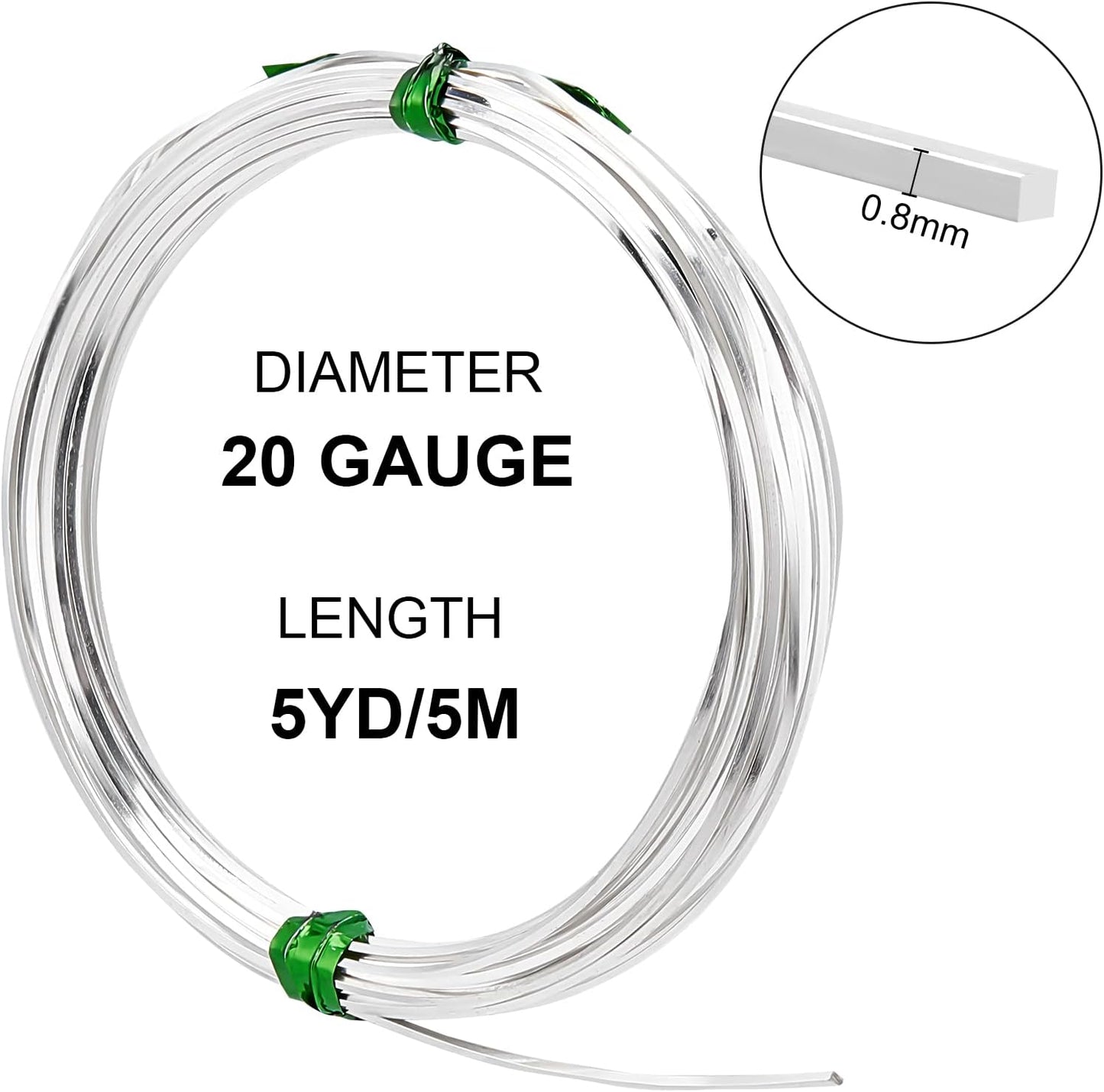 BENECREAT 20 Gauge 16 Feet Brass Square Wire, Silver Brass Wire for Jewelry Beading Craft Work