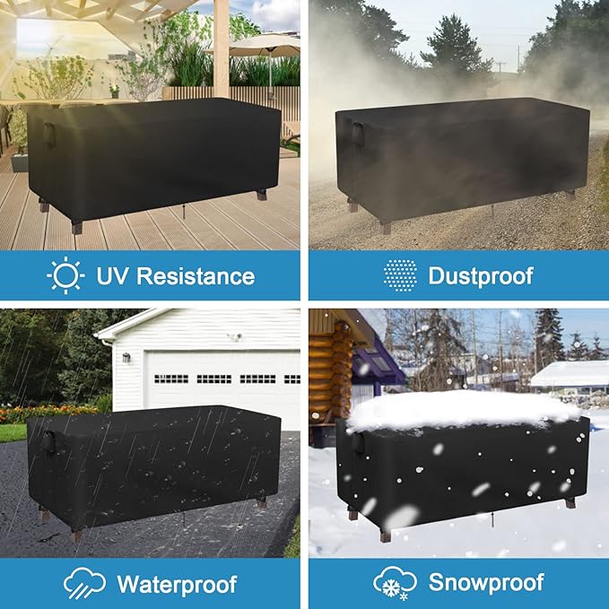 Kingling Patio Table Covers, Rectangular Outdoor Dining Table Cover 71 inch Outdoor Coffee Table Covers Waterproof Heavy Duty Patio Furniture Covers for Outside-71''L x 36''W x 29''H Inch (Black)