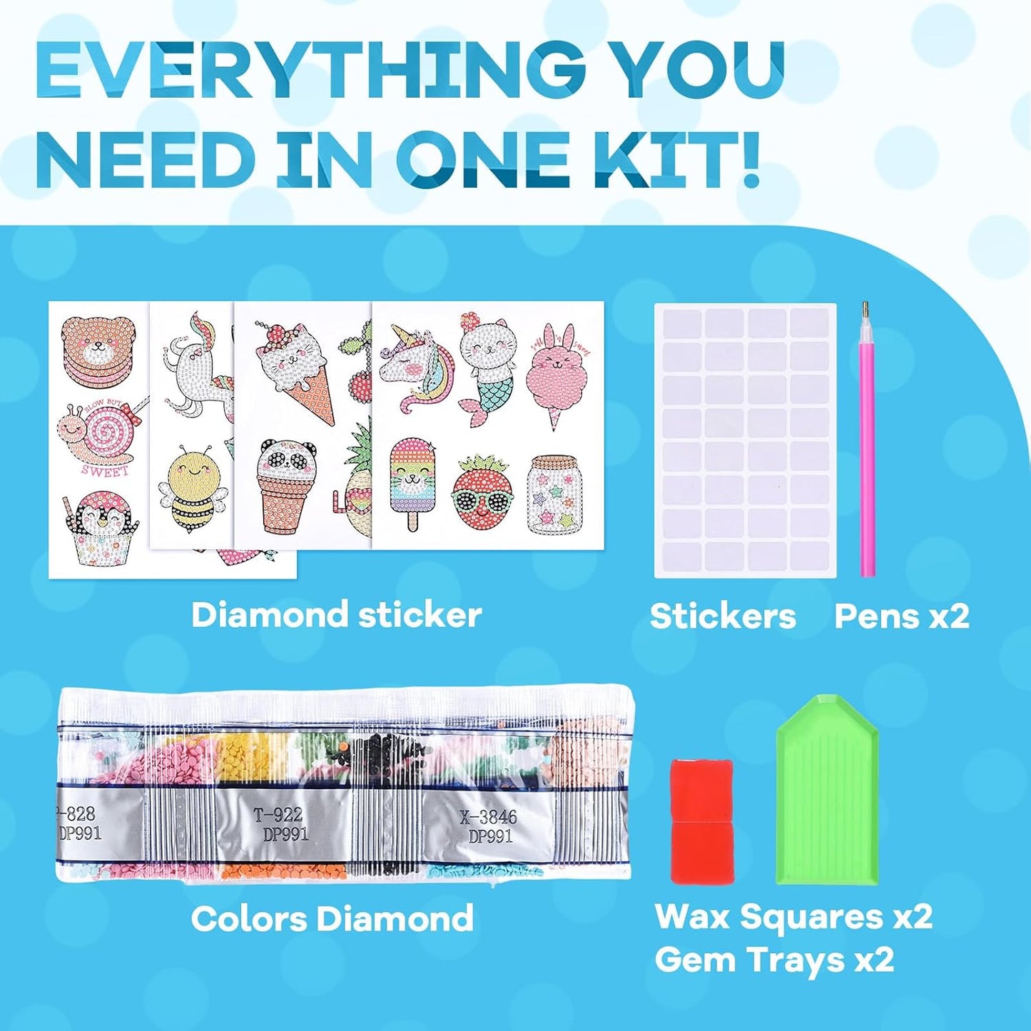 Cymbana 5D Painting Diamond Stickers Kits 25 Pcs Diamonds Dots Arts and Crafts for Kids Ages 6-8 8-12 Contains Unicorn, Mermaid, Cat