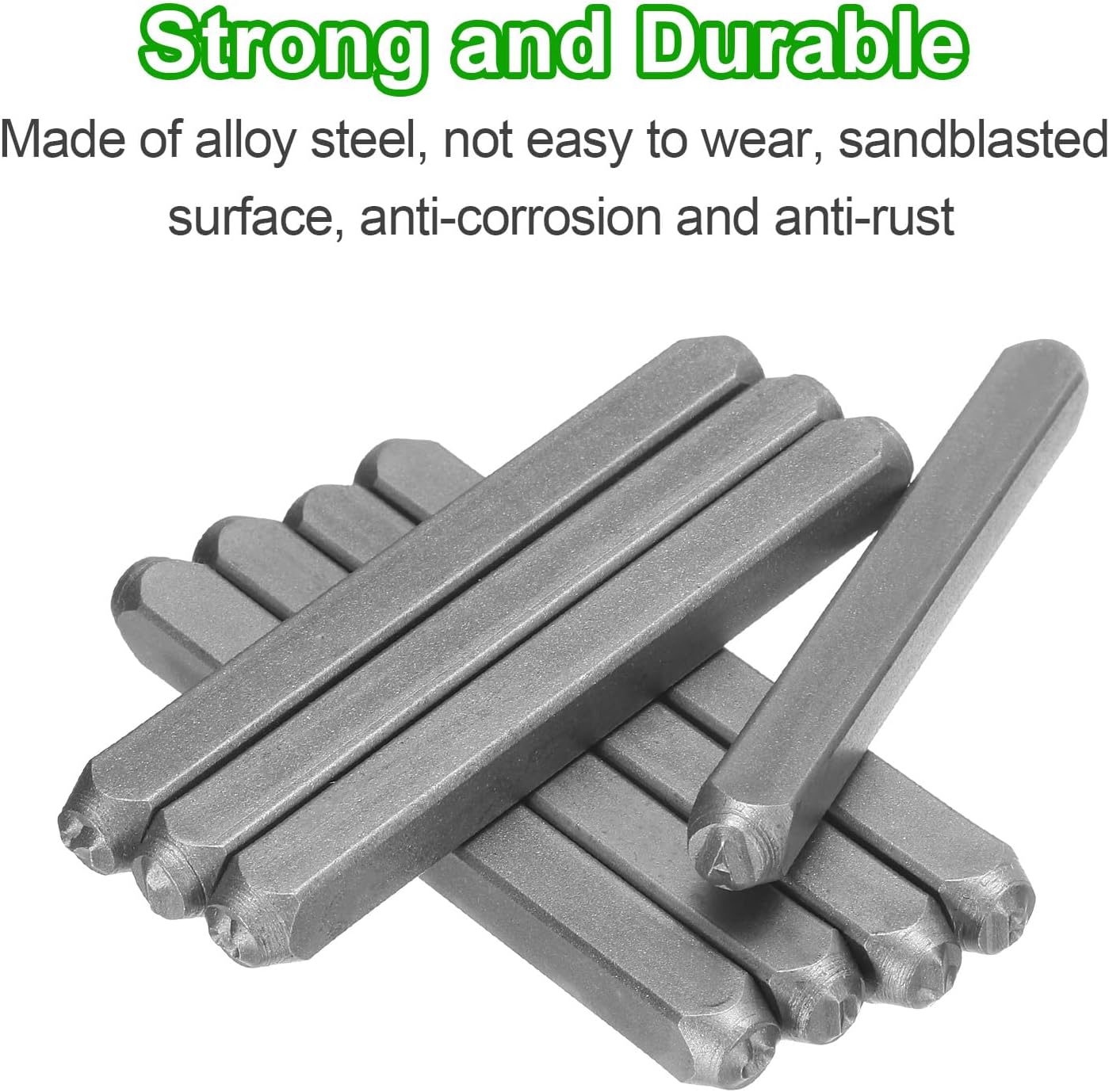 HARFINGTON 36pcs Metal Stamping Kit 5/32" (4mm) Steel Uppercase Letter and Number Punch Set (A-Z / 0-8 / "&" Symbol) Punch Press Tool with Case for Imprinting Metal Plastic Wood Leather