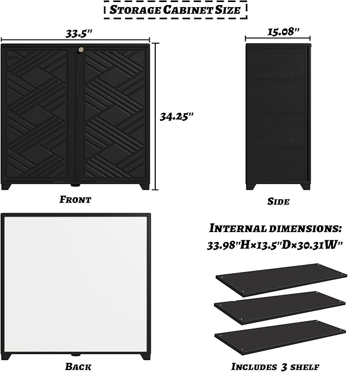 Outdoor/Indoor Storage Box,Resin and Plastic Storage Cabinet Waterproof,Outdoor Cabinet for Patio/Garden/Balcony/Backyard/All Room(with 3 Shelves)-Black