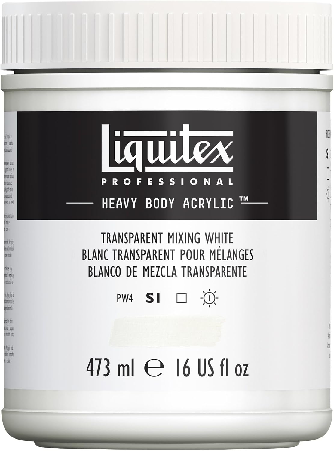 Liquitex Professional Heavy Body Acrylic Paint, 16-oz (473ml) Pot, Transparent Mixing White