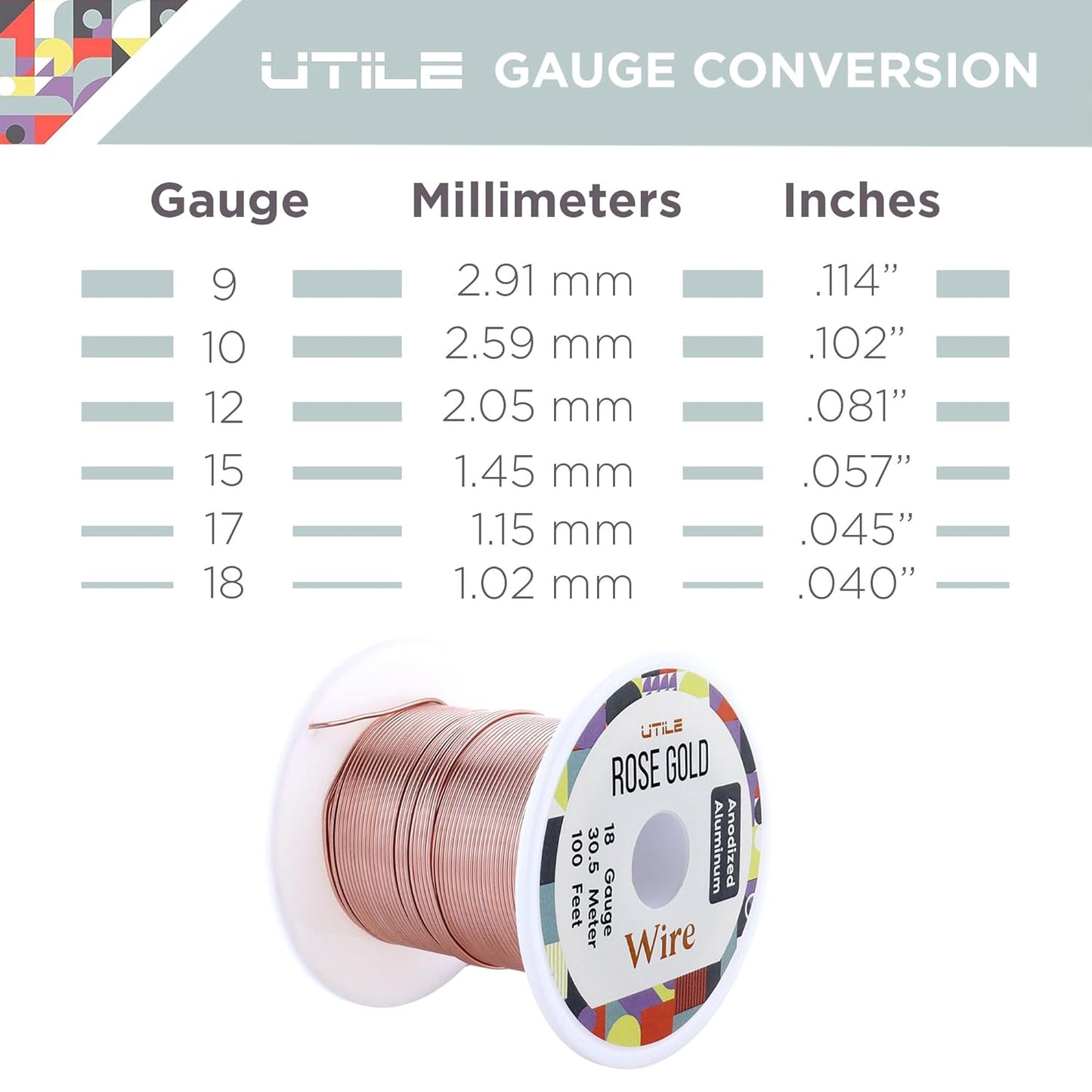 UTILE Armature Aluminum Wire 100 ft 18 Gauge 1.2 mm Anodized Craft Bendable Wire – Sculpting Metal Rose Gold for Bonsai Trees, Clay, Crafts, Plants, Gardening and Jewelry Making (Rose Gold)