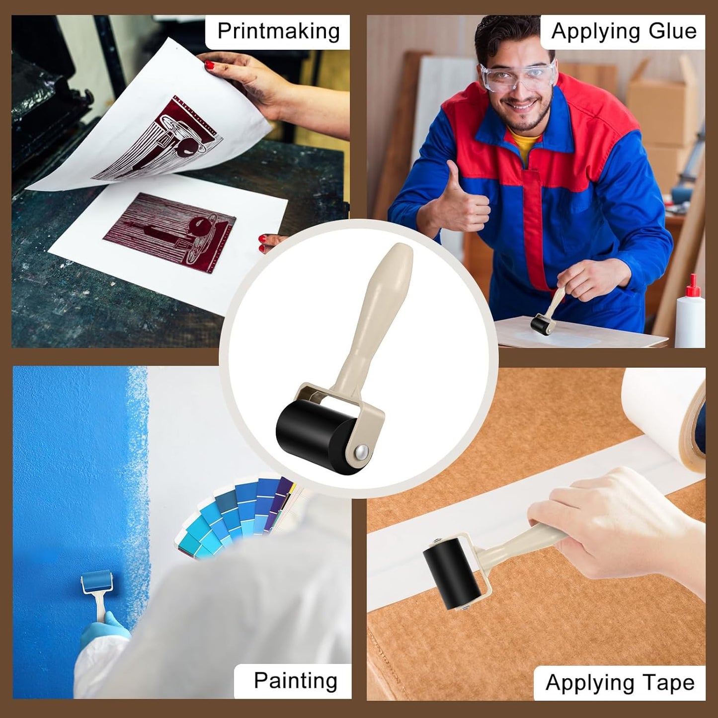 Frienda 15 Pcs Rubber Brayer Rollers 1.9 Inch Rubber Ink Roller for Gluing Printing Inking Block Paper Crafting Press Printmaking Wallpaper Stamping Scrapbooks Crafting Art DIY