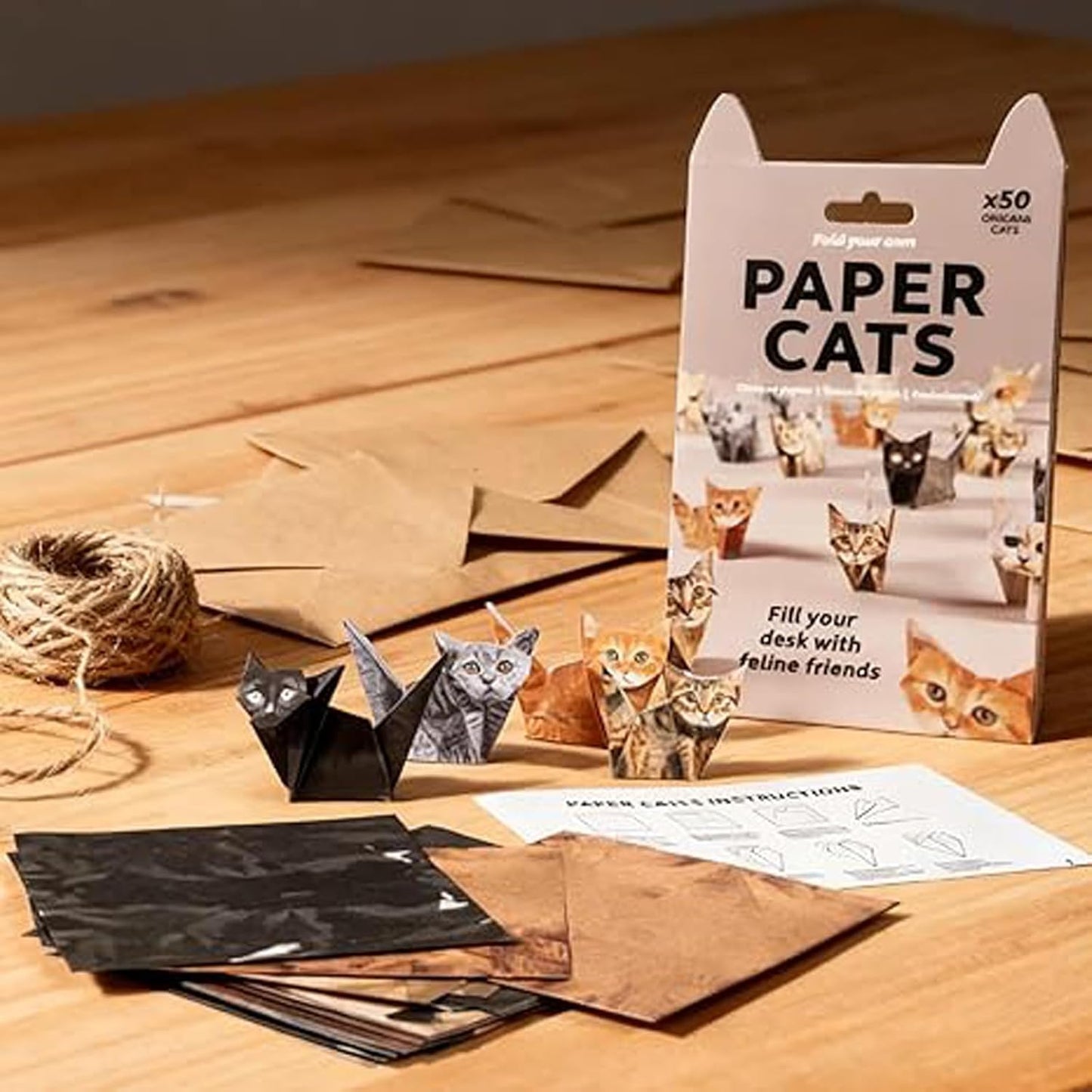DIY Origami Paper Cats - 50 Sheets DIY Origami Paper to Fold Cute Cat Figures, Fun Craft Activity for Adults & Kids, Desk Decoration & Gift for Cat Lovers（cat）