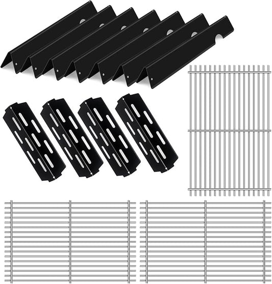 Grill Grate and Flavorizer Bars Heat Deflector Grill Parts for Weber Genesis 2 GS4 Grates 66089, 66097, 66041, 66033, 66796, Weber Genesis II E-410, E-435, S-435, SE-410, Porcelain Steel