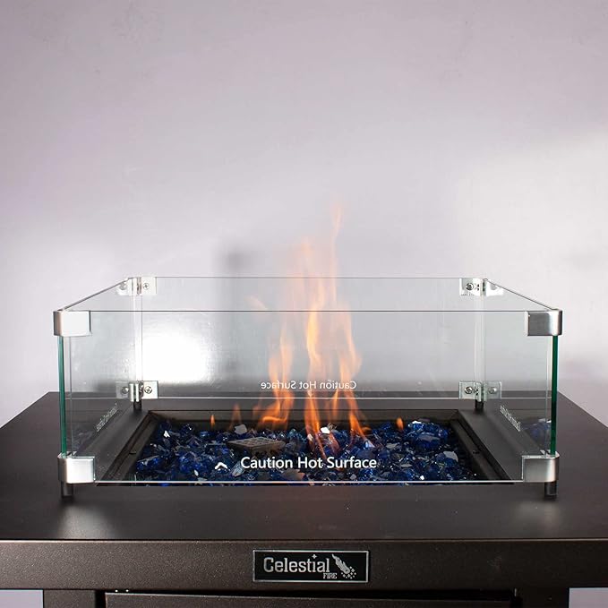 Celestial 17.5" x 17.5" x 6" Wind Guard, fits Celestial 12” Square Fire Pit Burner Pans for Gas Fire Pits