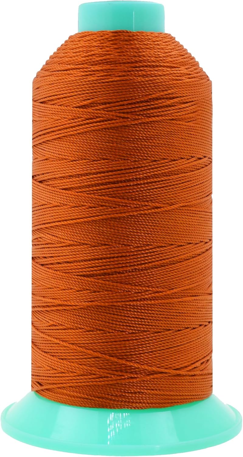 Mandala Crafts Bonded Nylon Thread Burnt Orange Heavy Duty Sewing Threads - 415 YDs Size 346 210D T350 Tex 350 Thread for Leather Jeans Weaving Outdoor Marine Upholstery Threads