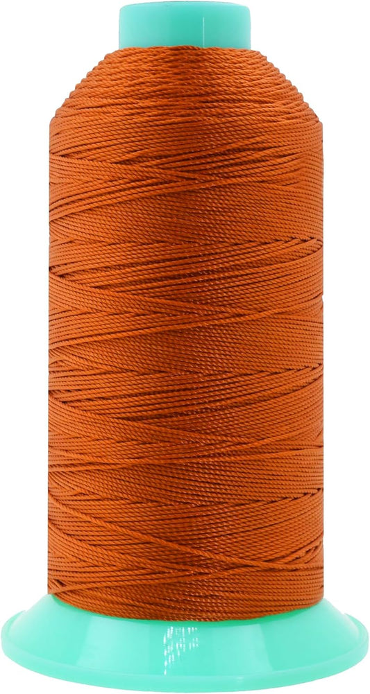 Mandala Crafts Bonded Nylon Thread Burnt Orange Heavy Duty Sewing Threads - 415 YDs Size 346 210D T350 Tex 350 Thread for Leather Jeans Weaving Outdoor Marine Upholstery Threads