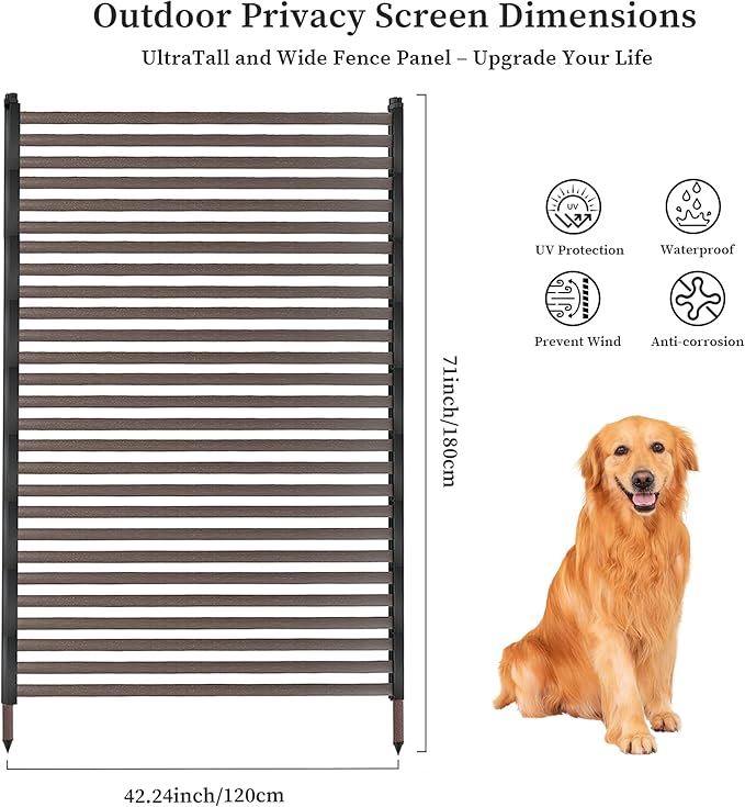 Outdoor Privacy Screens, 6FT X 4FT Decorative Privacy Fence Panels for Patio, Backyard and Garden(Brown)