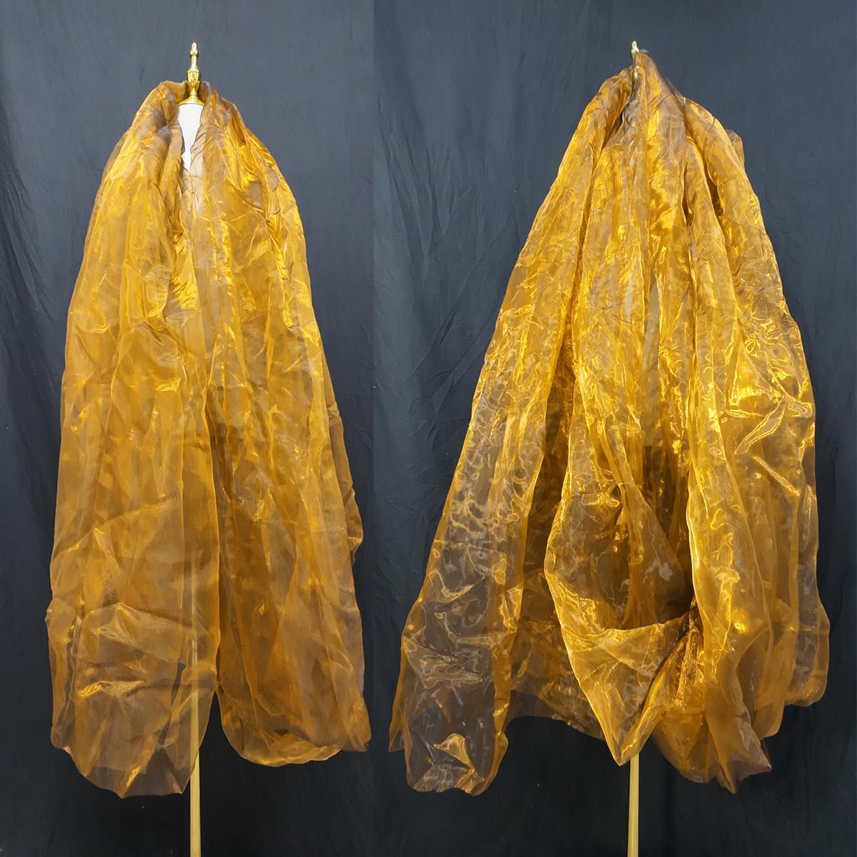 Two-Tone Iridescent Holographic Organza Fabric - 5.5 Yards | Lightweight Sheer Gauze Voile Tulle | for Dresses, Party Decor, DIY Crafts, Shiny Backdrops(Dull Gold)