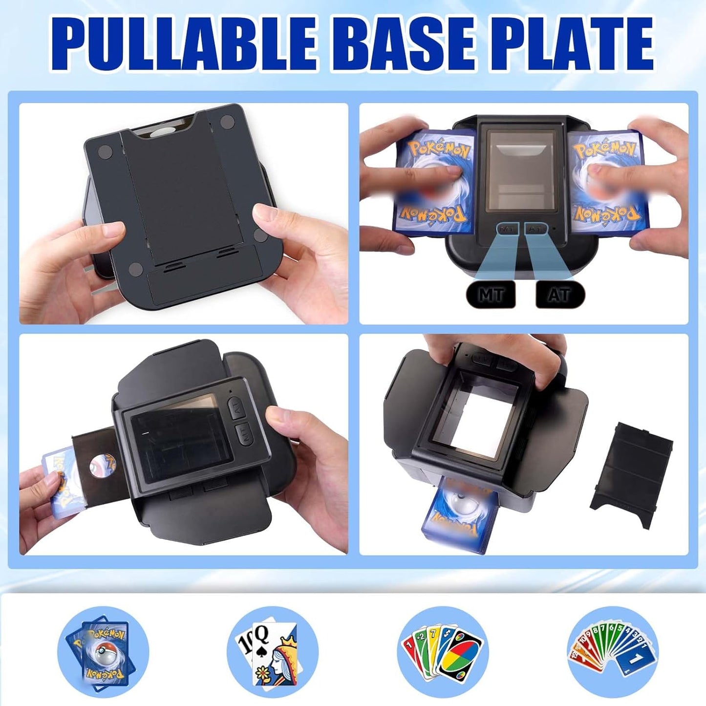 Automatic Card Shuffler 1-2 Decks with Auto & Manual Mode, Rechargeable Built-in 2000mAh Battery, Electric Playing Cards Shuffling Machine for Game Card Size Up to 2.5 x 3.6”(Black)