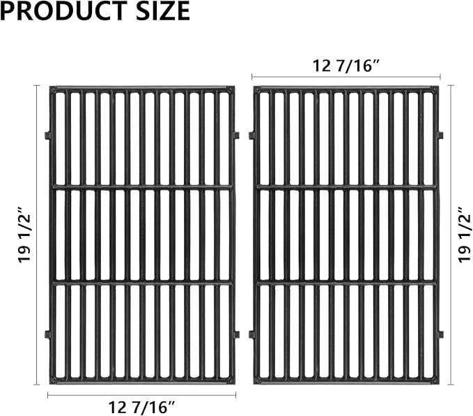 7524 Grill Grates Replacement for Weber Genesis 300 series,Genesis E310 E320 E330 S310 S320 S330 Gas Grill,19.5" x 12.9" Porcelain-Enameled Cast-Iron Cooking Grates for Weber Parts 7524 & 7528,2-Pack