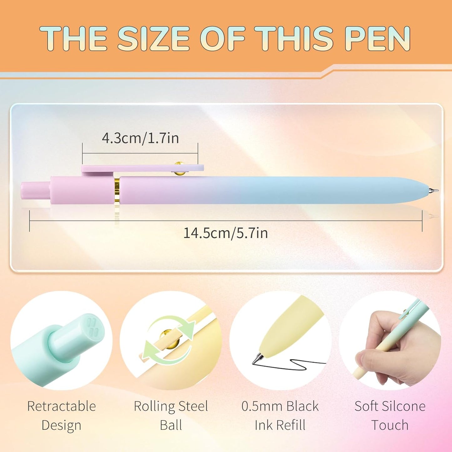 12 Pcs Gel Pens 0.5mm Quick Dry Black Ink Pens Fine Point Smooth Writing Pens, Cute Office and School Supplies Gifts for Women Teacher Students (12 Pcs Ombre Gold)