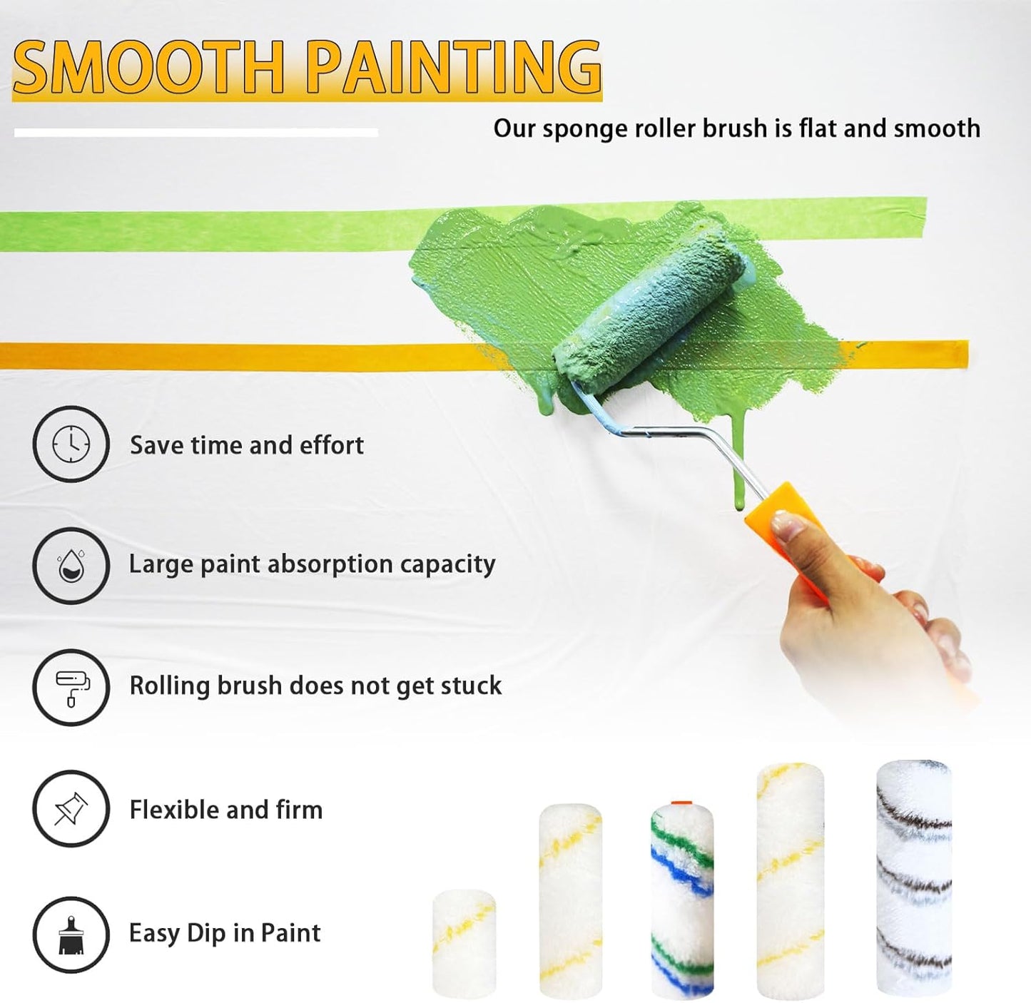 60 Piece Paint Roller Cover with 2 Frame Set, 4 inch Microfiber Roller Covers, Washable Covers for Roller Frame, House Painting Supplies, Naps for Paint Roller Brush for Painting Walls Ceilings