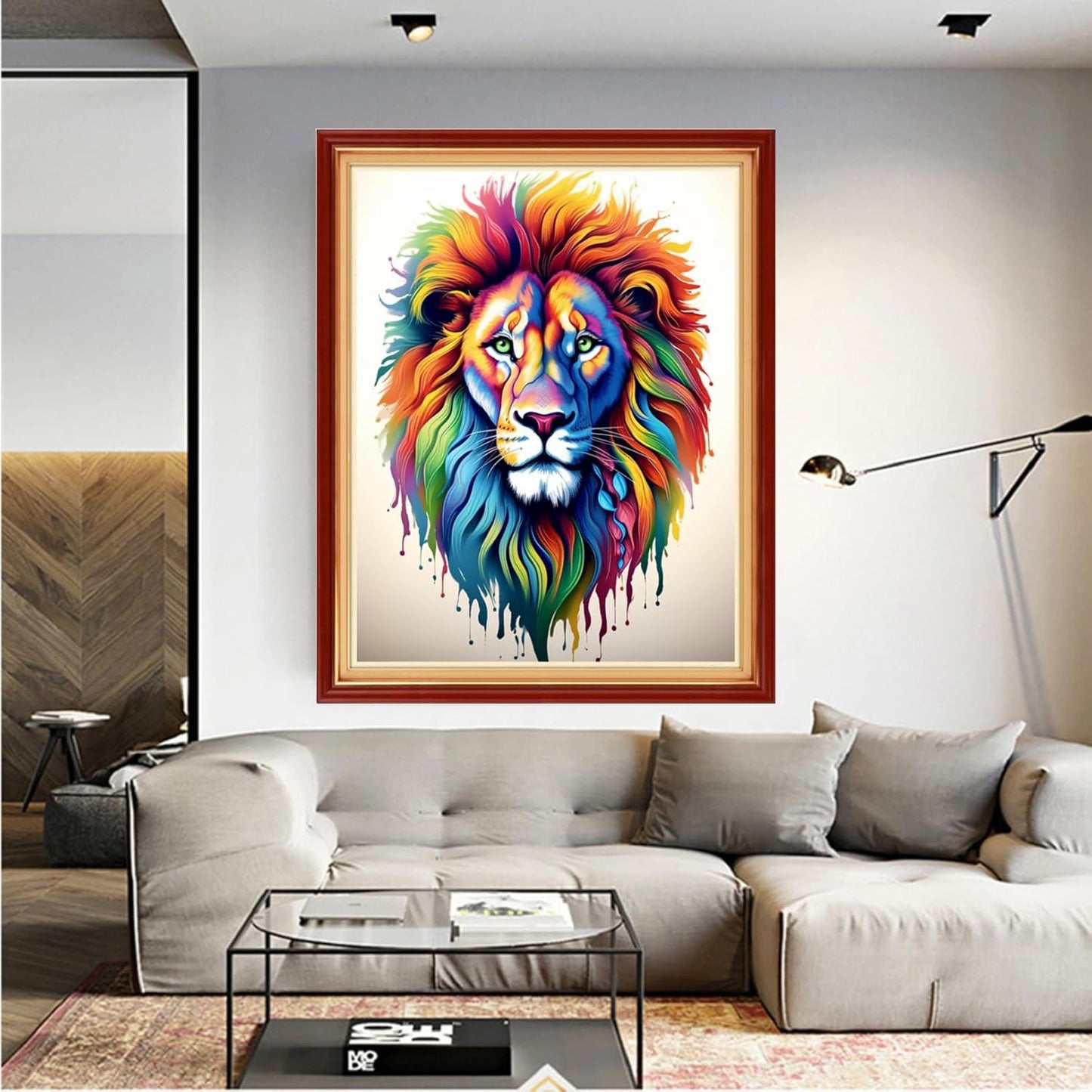 Dooxvey Cross Stitch Kits for Adults Beginners,Full Range of Cross-Stitch Stamped Kits Needlepoint Kits for Beginners Embroidery Kits 11CT Cross Stitch Patterns-Colorful Lion 16x20 inch