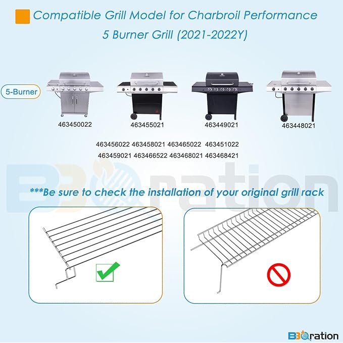 Warming Rack Grill Parts for Charbroil Performance 5 Burner 463448021 463450022 463455021 463449021 463458021, G429-0001-W1 Grill Swing Away Grid for Charbroil Grill Replacement Parts