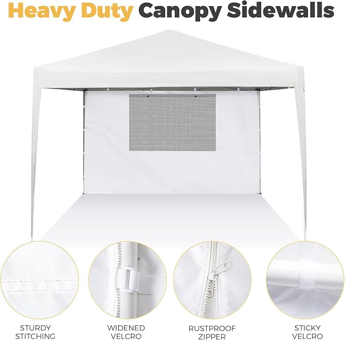 10x10 Pop Up Canopy Sidewall - 1 PC 300D Waterproof Attachable Tent Wall, Privacy Shade for Outdoor Events, Vendor Booths (Tent Not Included, with Square Mesh Window)