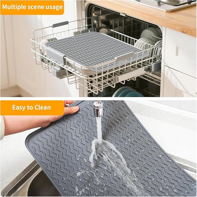 Grill Accessories, 14x11 Inch Silicone Heat Resistant Mat, BBQ Tool Rest Pad for Blackstone Griddle Side Shelf, Weber, Traeger, Outdoor Kitchen Countertop Protector (Grey)