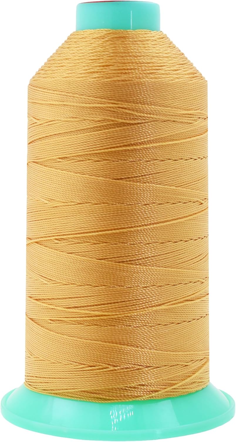 Mandala Crafts Bonded Nylon Thread Blonde Heavy Duty Sewing Threads - 800 YDs Size 207 630D T210 Tex 210 Thread for Leather Jeans Weaving Outdoor Marine Upholstery Threads