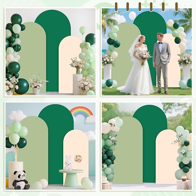 MODFUNS Wedding Arch Cover Set of 3 4ft 5ft 6ft Spandex Arch Cover Mixed Color Fitted Arch Backdrop Stand Covers Chiara Arch Covers Stretchy Backdrop for Birthday Party Reception Baby Bridal Shower