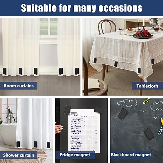 16 Pcs Outdoor Curtain Weights, 8 Pairs Upgrade to Heavier Magnetic Drapery Weights, Plastic Wrapped Waterproof Curtain Magnets for Home Decor, Outside Curtain, Tablecloth, Patio, Shower Curtains