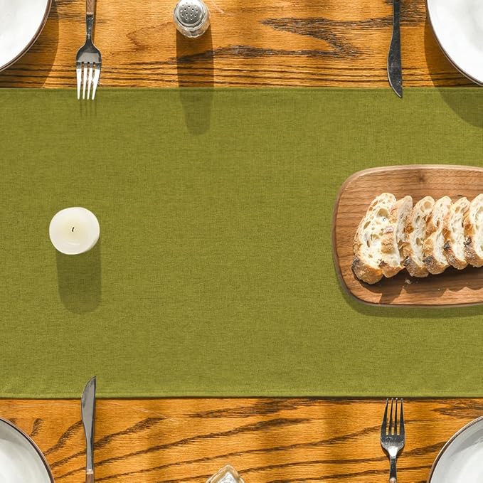 Artoid Mode Green Table Runner, Seasonal Summer Fall Washable Kitchen Dining Table Decoration for Home Party Decor 13x72 Inch